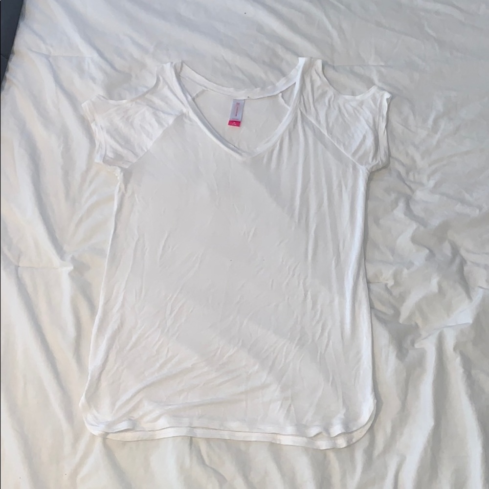 White Tshirt with Shoulder Slits